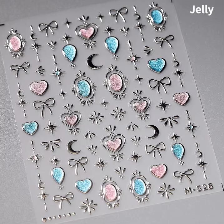 1pcs 5D Relief Colorful Star Nail Art Stickers Multi Macaron Mangxing Nail Decorations Self Adhesive Decals Accessories
