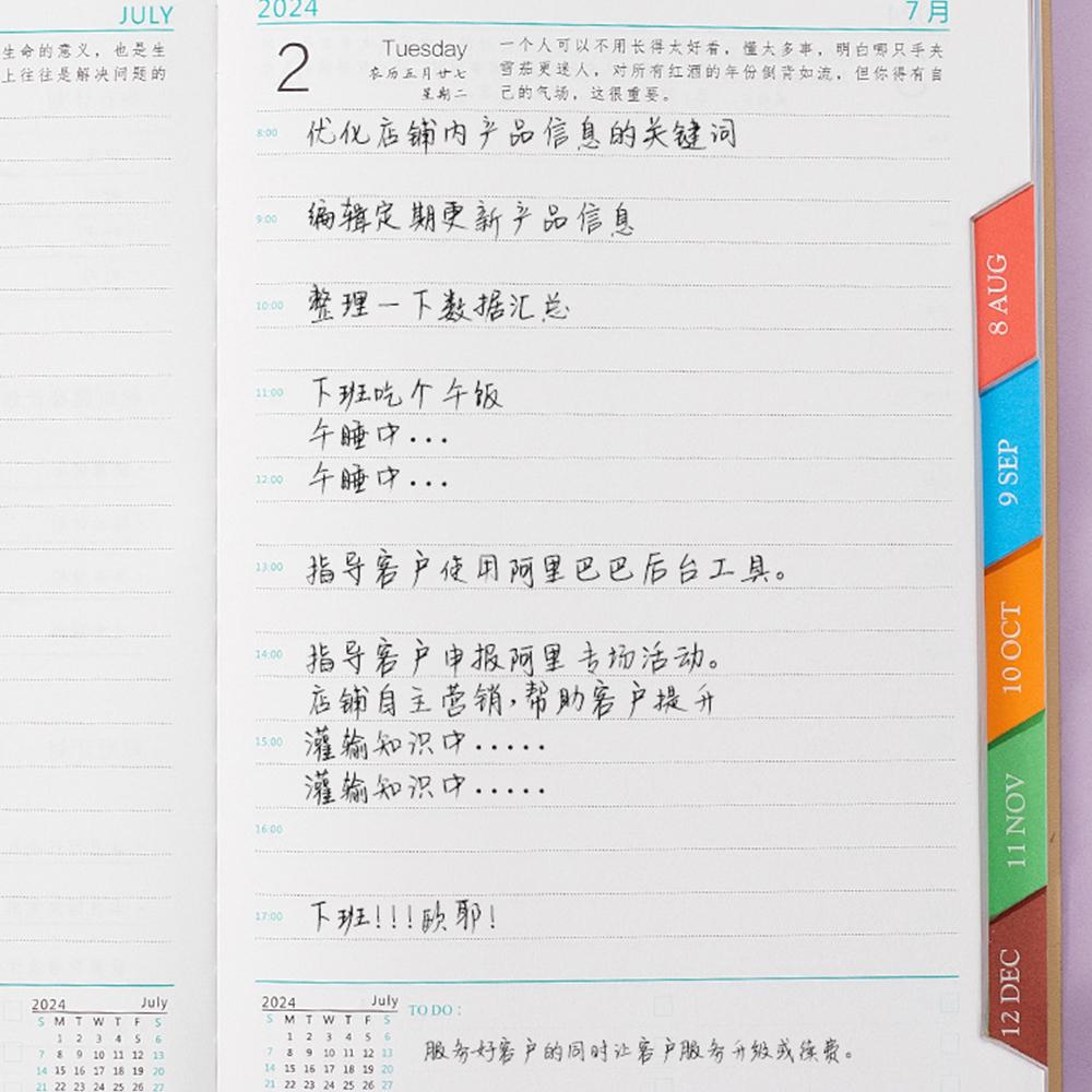 (Can Engrave Logo) New 2024 Work Planner, Student Self-disciplined Study Plan, Daily Memo, Notebook, Business Notepad, Time Management Manual