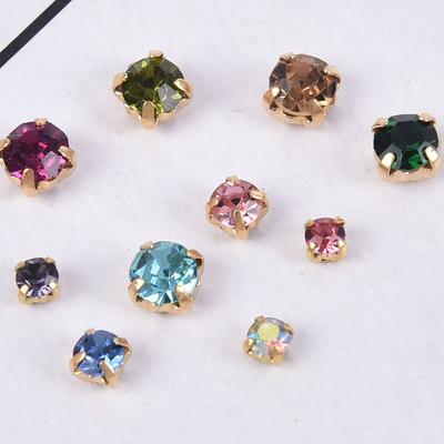 100 pezzi di artigli in vetro colorato cristallo oro 3/4/5 mm cucire su perline strass indumento