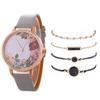Stylish And Simple Rose Face Leather Belt Watch Female Pu Belt Quartz Lady Watch Watch Bracelet Set Female