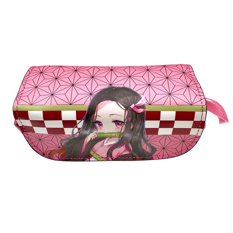 New Year's Day Demon Blade Cartoon Pencil Case - Student Stationery Box with Button Closure