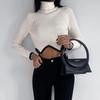 Módní rolák Nepravidelný lem Dámské Krátký Svetr Podzim Zima Dlouhý rukáv Pletený svetr Topy Elegantní Sueter Mujer 30568