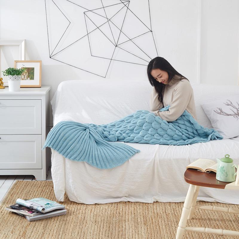 Mermaid Fish Scale Knitted Blanket - Fish Tail Design (Tax Excluded)