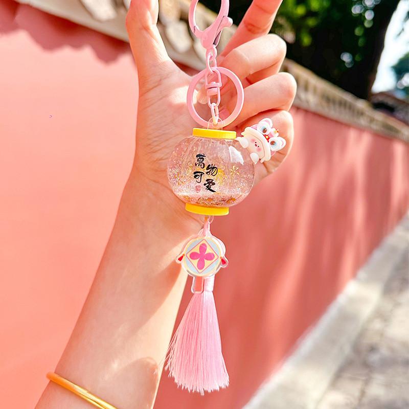 Jinnew Lion Dance Lantern Design Oil Filled Cartoon Keychain Pendant For Gift