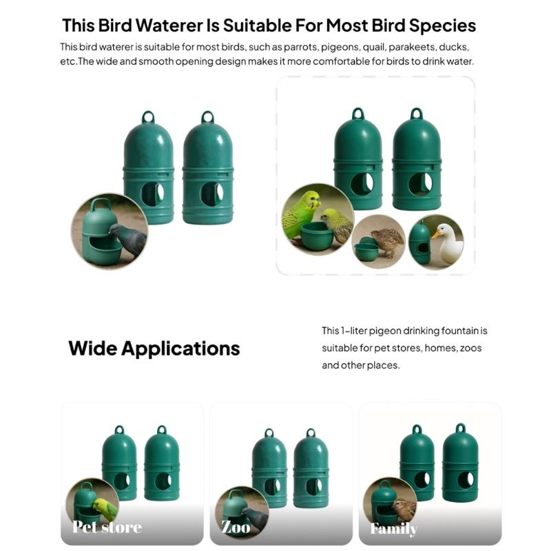 Bird Waterer Durable Automatic Pigeons Water Feeder Drinker with Handle Portable Water Container Easy to Clean