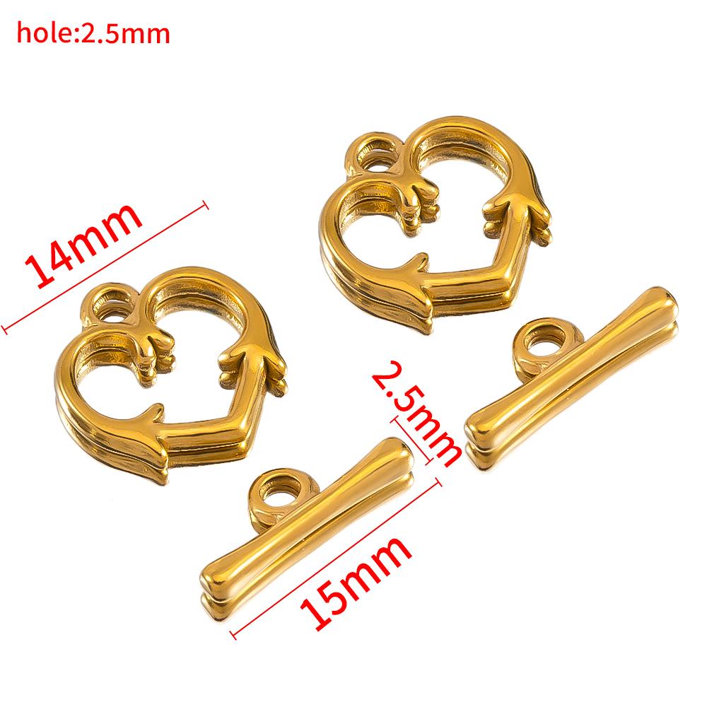 3sets/lot Stainless Steel Heart OT Toggle Clasp Hook Rings Connectors for DIY Necklaces Bracelets Accessories Jewelry Making