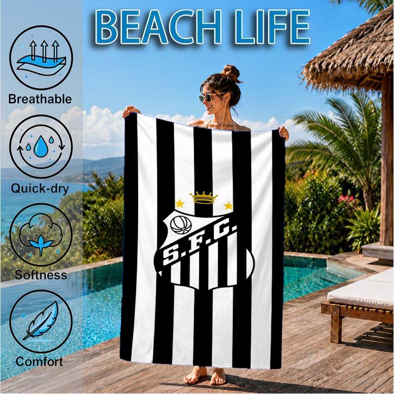 Fc Crest Design Printed Microfiber Beach Towel, Soft And Absorbent, Quick-Dry, Ideal for Summer Travel, Beach Essential, Swimming Pool