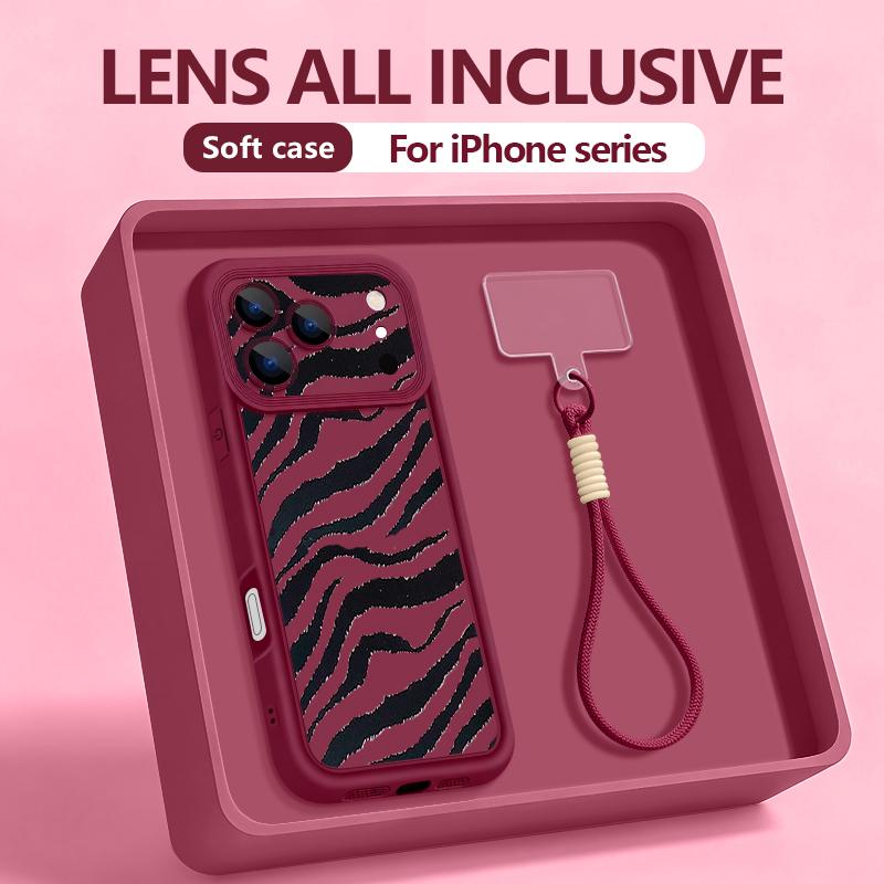 

Colorful Stripe Printed With Strap Phone Case For iPhone 17 Pro Max Air 16e 16 15 14 Pro Max 13 12 Pro Shockproof Soft TPU Cover iPhone 15