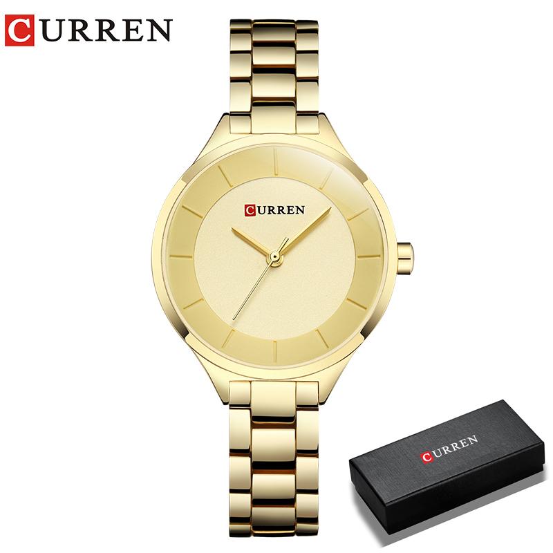 Curren 9015 Women Watches Luxury Gold Black Full Steel Dress Jewelry Quartz Watch Ladies Fashion Elegant Clock Relogio Feminino