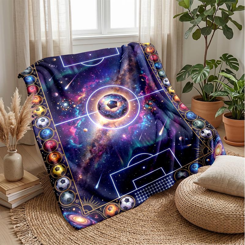 

Cosmic Soccer Ball blanket Personalized Name Flannel Blanket Soft Cozy Plush Throw for Sofa Bed Lightweight Home Decor 75x90cm