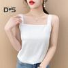 Women Vest Square Collar Sleeveless Smooth Tank Tops Solid Color Breathable Casual Camisole Daily Wear