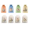 Party Favor Drawstring Bag Large Easter Bunny for Candy Egg and Toy Storage Linen Cotton 8 Pack Multiple Sizes for Events