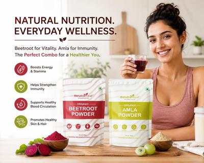 Neutraleaf Glow Bundle, Amla Powder 200g And Beetroot Powder 200g | Hair Grow & Skin Glow | Organic | Apply, Eat, Drink