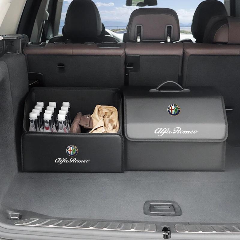 Car Stickers For Alfa Romeo Car Trunk Storage Bag Leather Camping Box Collapsible For Alfa Romeo Giulietta GT 159 147 156 Mito B