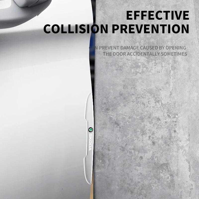 4pcs Car Door Transparent Anti-collision Protector Bar Stickers For Skoda Rapid Kodiaq Fabia Karoq Laura Superb 2 VRS Octavia Knzh54