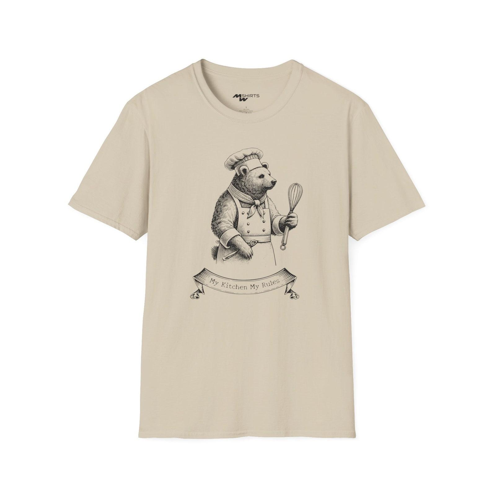 Chef Bear T-Shirt: Copper Engraving Style, My Kitchen My Rules L