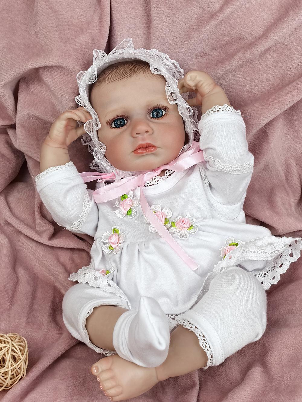 

3D окрашенная кожа Reborn Baby Girl Doll 19 в полном силиконовом виниле может купать игрушку-куклу Реалистичная новорожденная KEIUMI подарки на день рождения 19 inch
