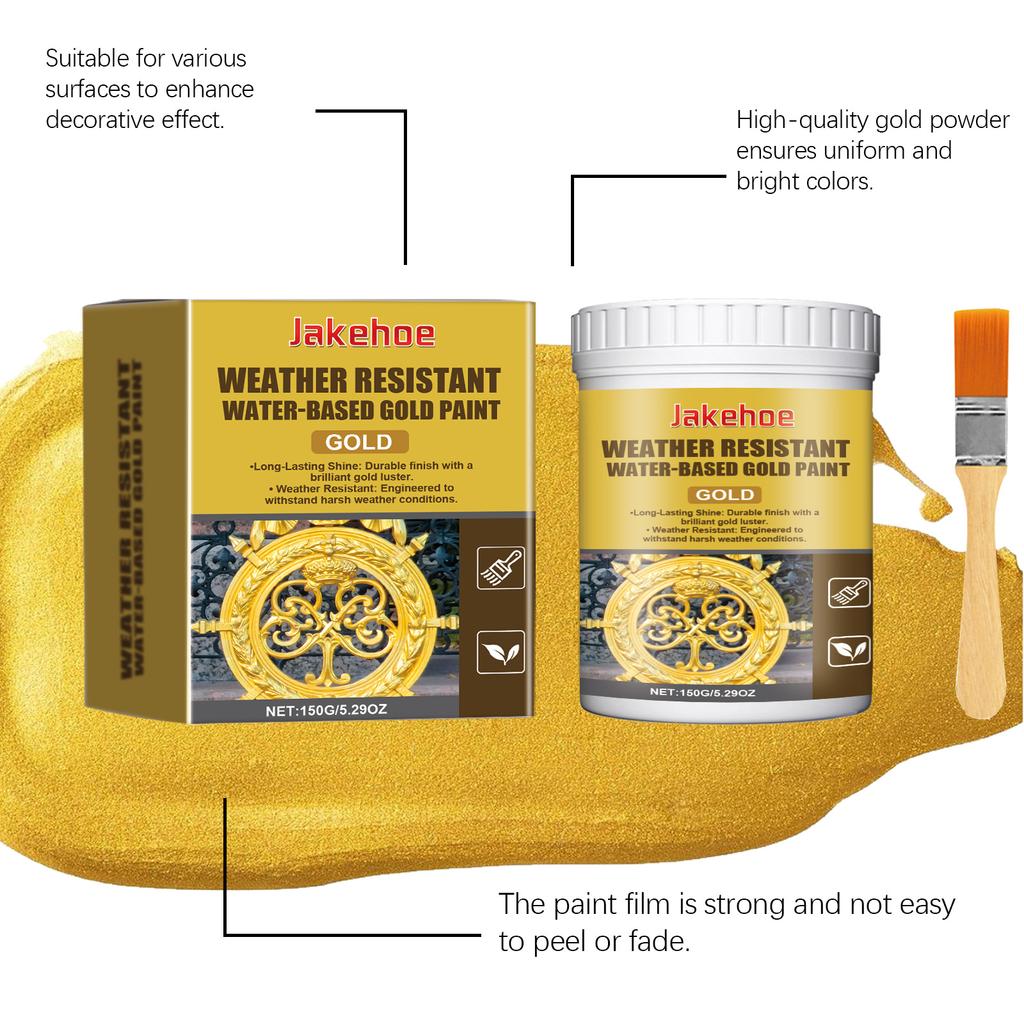 JAKEHOE weather-resistant water-based gold paint metallic paint weather-resistant water-based Roman column decorative gold paint outdoor gold foil