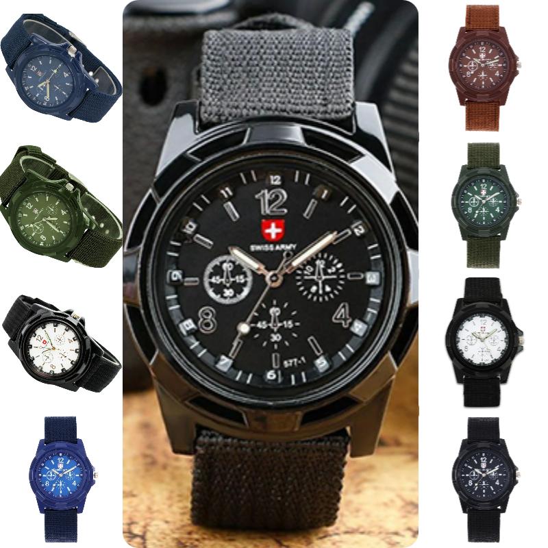 Gemius Army Sports Watch Woven Strap Stainless Steel Buckle Daily Use Man Gift