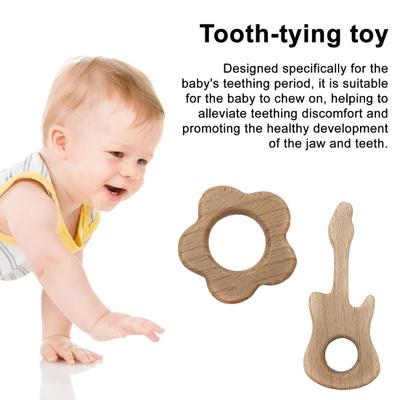 Baby Beißring Spielzeug aus Holz Natürliches Buchenholz Kauspielzeug für Säuglinge Pädagogische Beißringe mit Tierformen