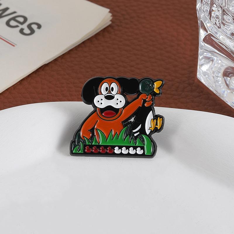 Hound Taunting Game Enamel Pins Custom Catching Ducks Brooches Lapel Badges Clothes Animal Jewelry Gift for Kids Friends