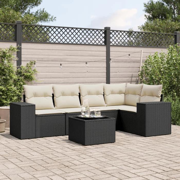VidaXL Garden Lounge Set with Cushions 6 Pcs, Patio Sofas, Patio Furniture Set, Outdoor Furniture, Black 3254873