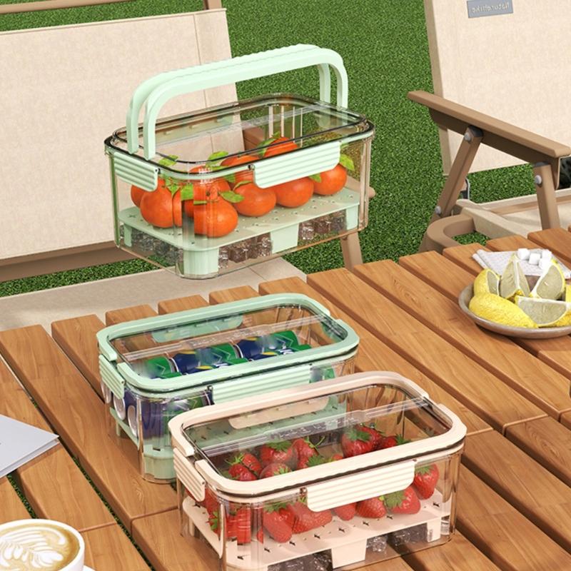 PET Produce Storage Container with Lid and Carry Handles, Clear Food Box for Refrigerator Shelf, Countertop, and Lunch Prep