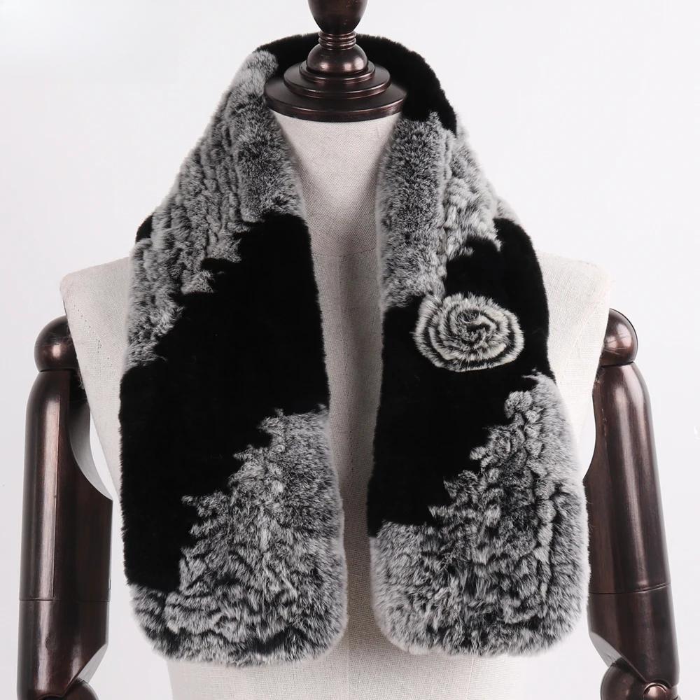 Winter Women Real Rex Rabbit Fur Scarf Natural Warm Soft Rex Rabbit Fur Muffler Lady Genuine Rex Rabbit Fur Scarves