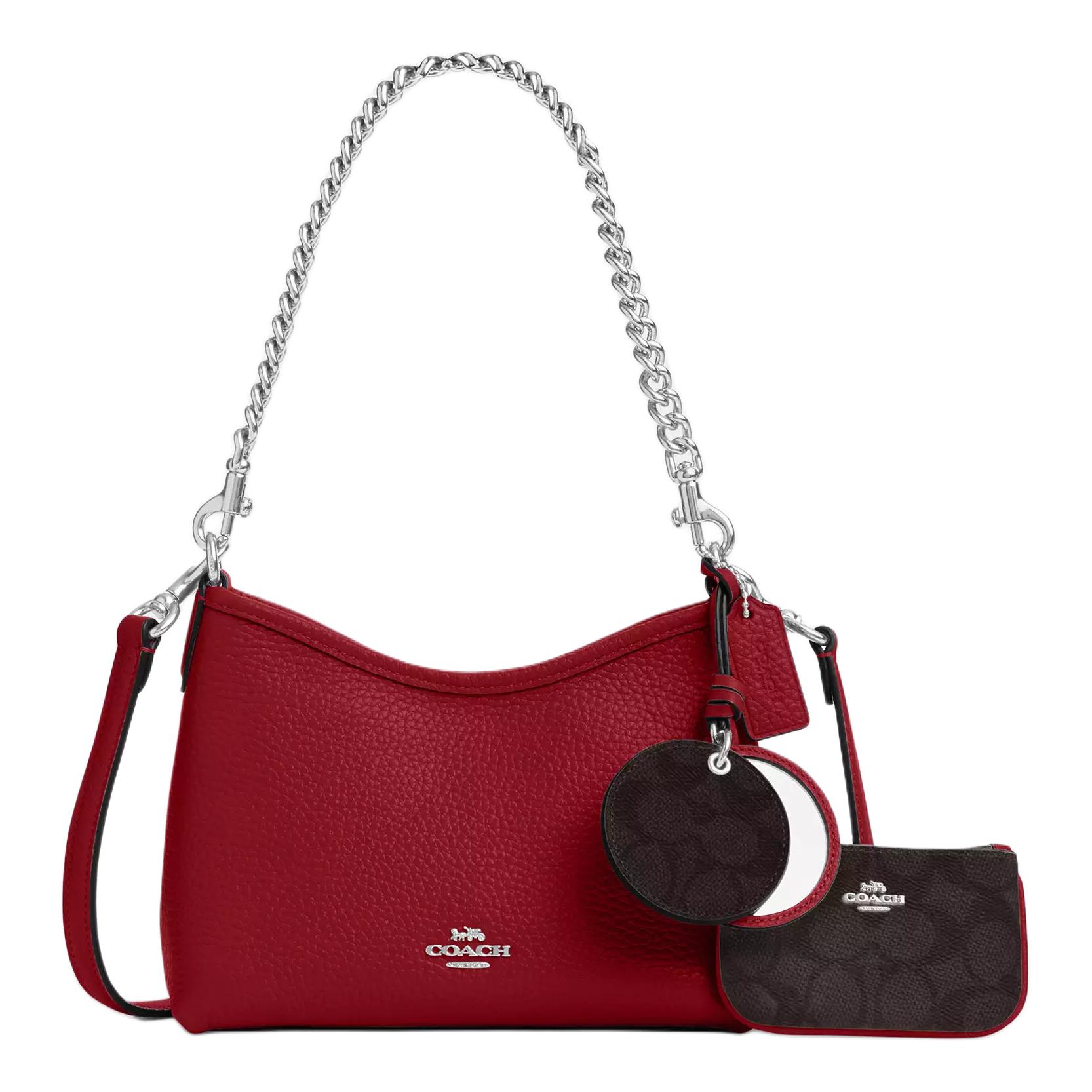 

Coach Laurel 19 Mirror Pendant Leather Shoulder Bag Small Women shoulder bag Red Walnut CBI06-SVY30 Basic Set (Bag+Dust Bag)