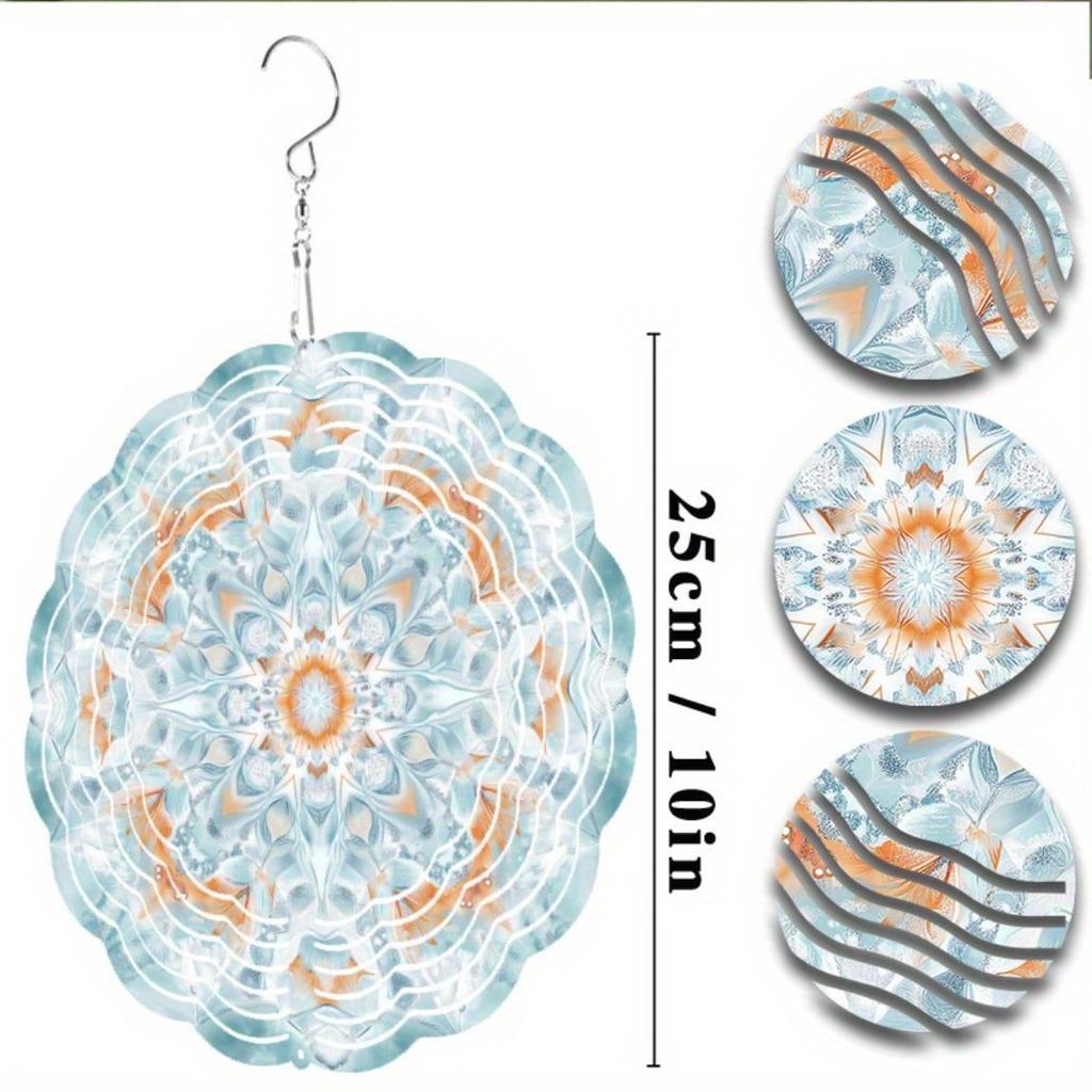 10 Inch Bohemian Wind Spinner Outdoor Decor with 360 Swivel Hook Mandala Design for Garden Balcony Patio Artistic Gift All Seasons