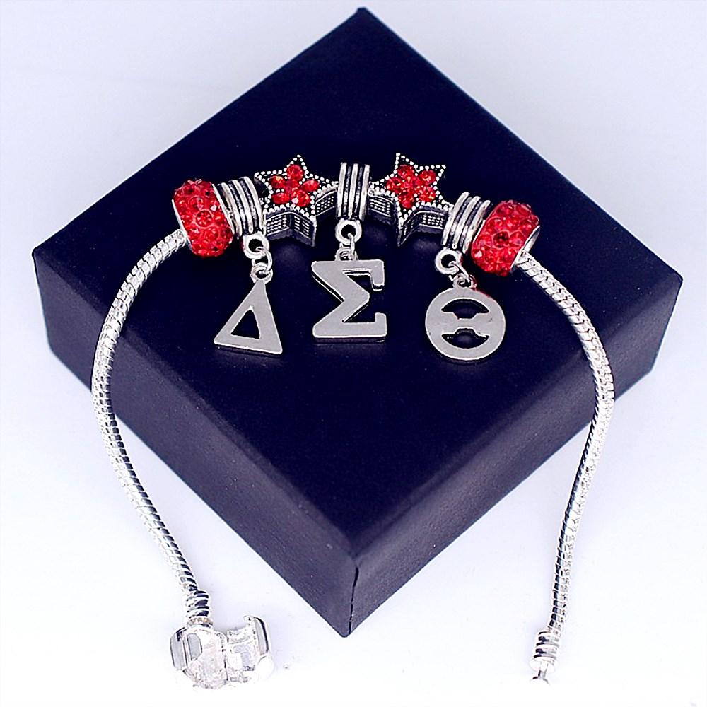 Fashion Group Promotion Gift Wholesale Blue European Beads Greek Sorority Zeta Phi Beta Bracelets for 1920 Women Gift красный