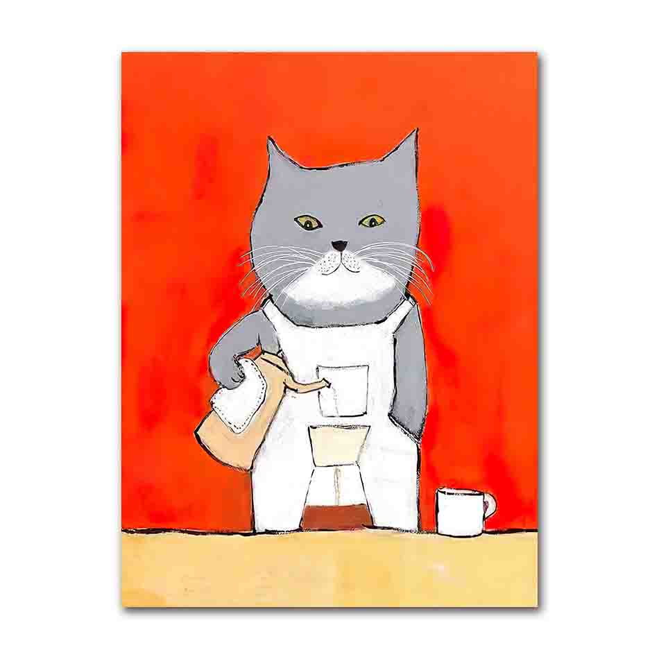 Cats and Dog Nordic Cute Simple Cartoon Canvas Poster Unframed Wall Art Painting Fashion Home Decoration living room accessories