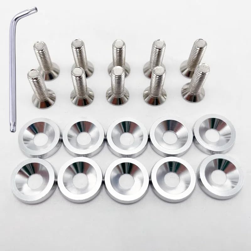 

Car License Plate Anti-Theft Bolt Exterior Parts Bolt License Frame Security Screws M6 (Silver, Set of 10) M6