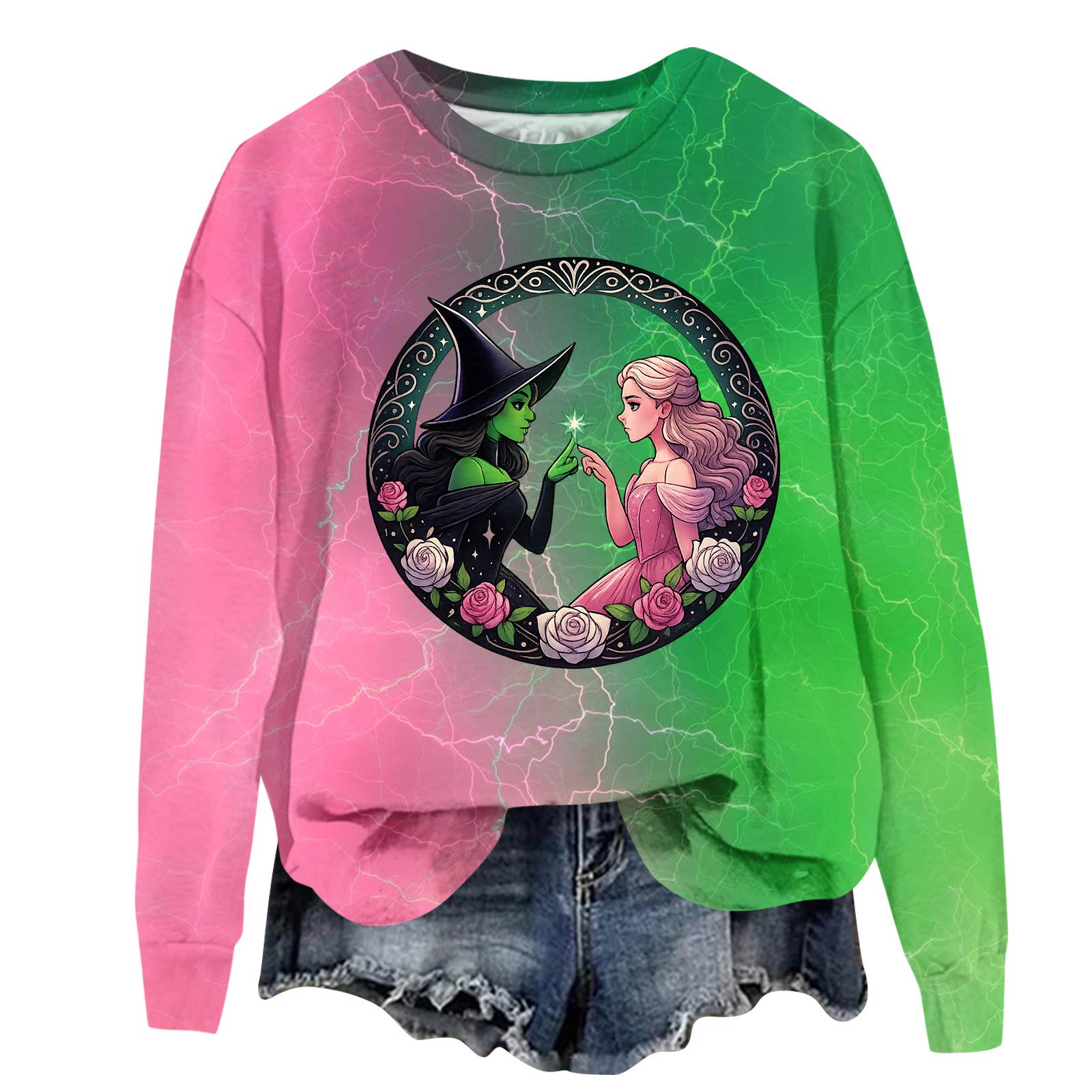 

Women s Fashionable Casual Oversized Long-Sleeved Round-Neck Printed Pullover Sweatshirt XL чёрный