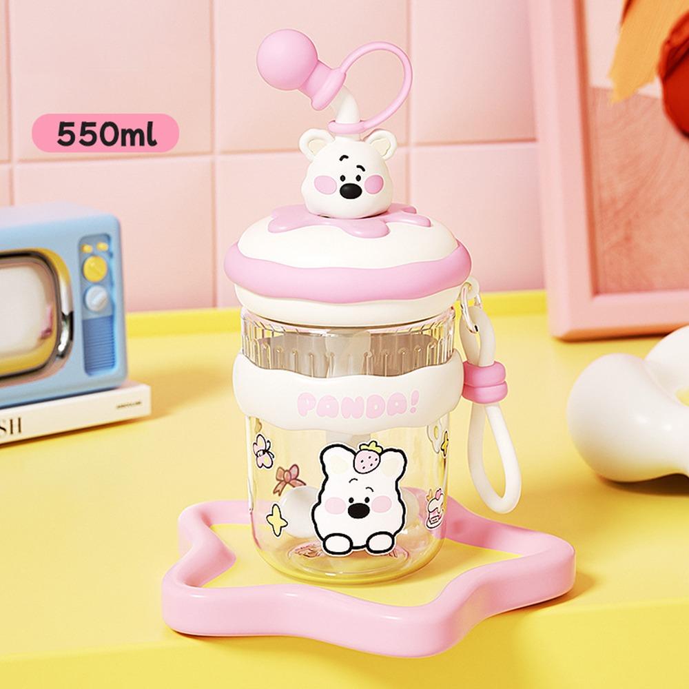 

Творческие 550 мл соломенные бутылки для воды пластиковые большой емкости шейкер для сывороточного протеина бутылка герметичная мультяшная питьевая чашка розовый