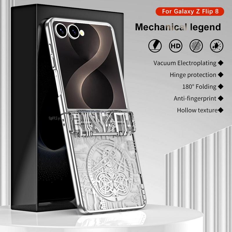 Mechine Circuit Pattern Plating Case For Samsung Galaxy Z Flip 8 7 FE 6 5 4 3 Hinge Protection Anti-drop Cover For Samsung Z Flip8 Flip7 Flip6