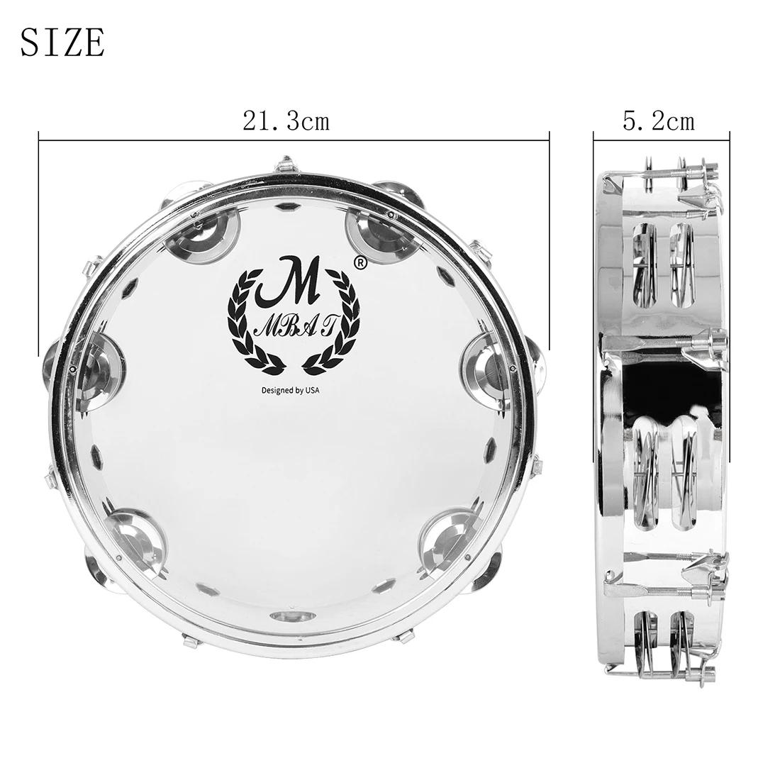 IRIN 8/10 Inch Tambourine Adjustable Tone Hand Held Drum Double Row Jingle Drum Children Music Toys Percussion Instrument