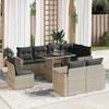 VidaXL Garden Lounge Set 9 Pcs with Light Grey Cushions Wicker 3326343