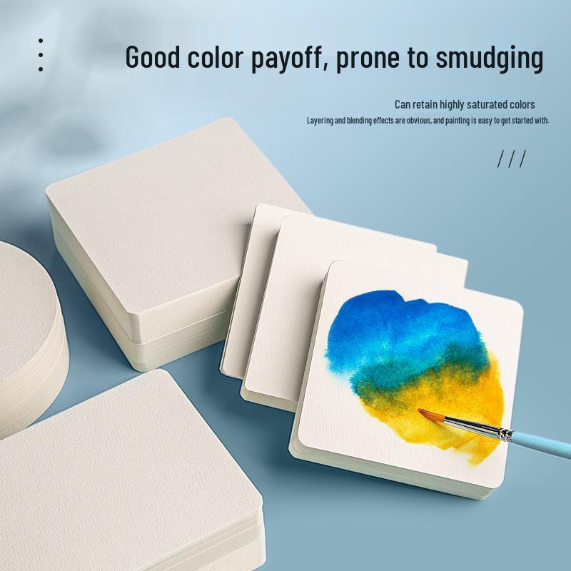 Fine Grain 300g Cotton Watercolor Paper - Round Dye Card for Painting & Drawing
