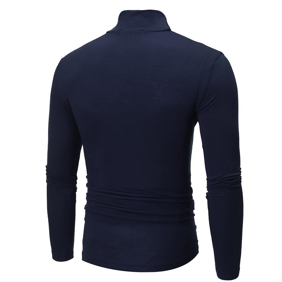 Spring and Autumn Men's Slim Fit Stand Up Collar Base Shirt, High Neck Long Sleeved T-shirt, Casual Versatile Solid Color Pullover