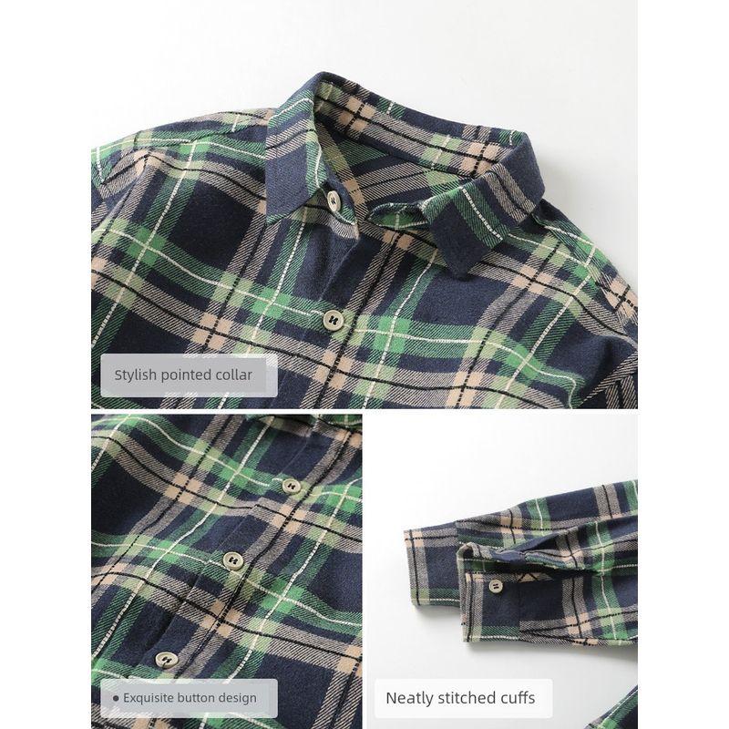 Right European Style Boys' Plaid Shirt 2026 Spring and Autumn New Children's Clothing Trendy Pure Cotton Jacket for Kids