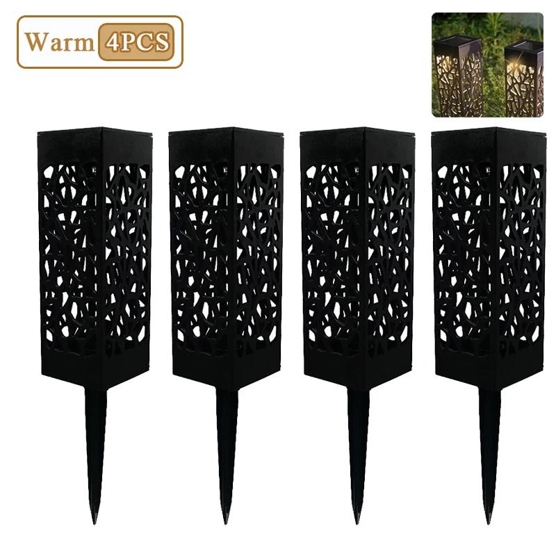 1-8PCS Outdoor Solar Lights Waterproof LED Hollow Pattern Garden Lamp Auto Sensor Pathway Lighting for Yard Patio Decoration