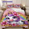 Cartoon cute fantasy unicorn bedding, duvet cover, pillowcase, home decoration, birthday gift (1 * duvet cover+2 * pillowcase, coreless)