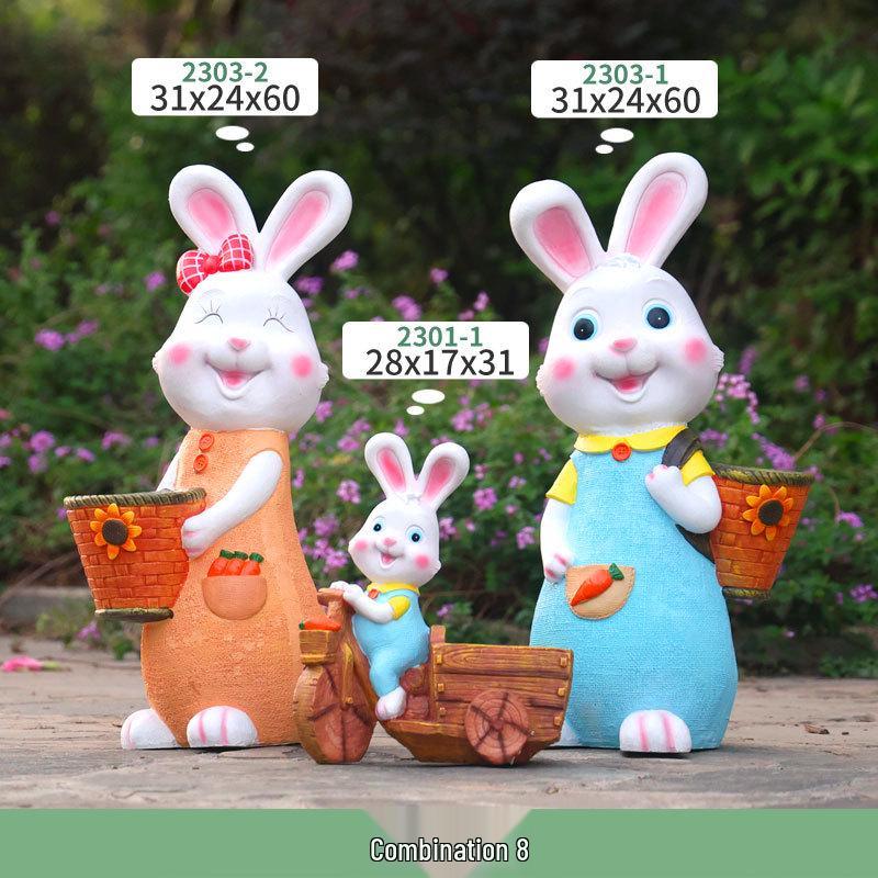 Outdoor Cartoon Rabbit Garden Decoration - Animal Flower Pot Sculpture for Kindergartens and Courtyards