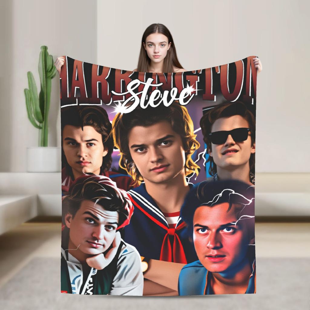 Steve Harrington Blankets Soft Funny Plush Throw Blanket For Kids Bedroom Flannel Bedspread Bed Cover