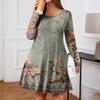 Plus Size Women's Gradient Print Casual Spring/Autumn Pocket Round Neck Long Sleeve Dress
