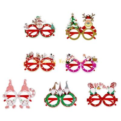 KX4B Christmas Glasses Plastic Santa Gnome Decorative Sunglasses Kid Party Costume Accessories Photo Props Christmas Decor