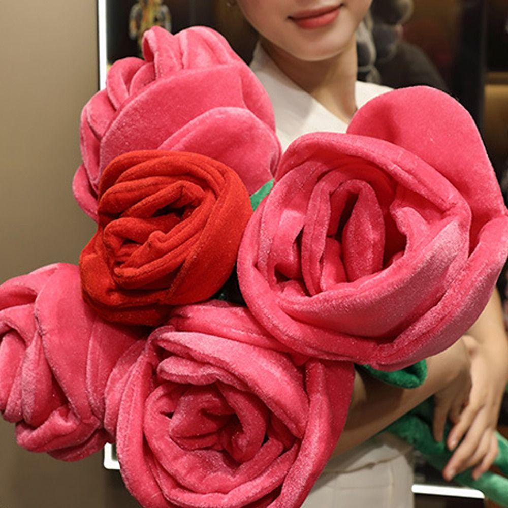 Fashion Artificial Flower Branch Red Simulation Plush Rose Rose Flower Bouquet  Birthday Gift