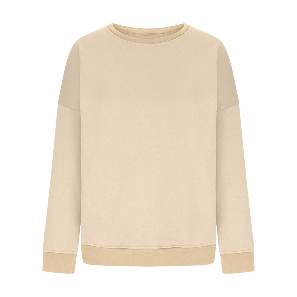 Damen Winteroberteile Langarm-Sweatshirt mit Rundhalsausschnitt und lockerer Passform, Pollover-Fleece-Oberteile