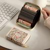 Pu Leather Large Capacity Credit Card Bag Multifunctional Zipper Flower Print Id Business Card Clip For Women Girl